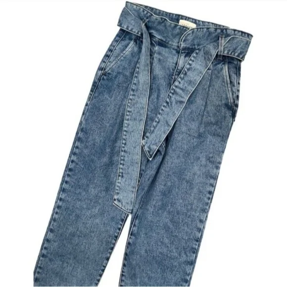 Sezane Alvin Jeans Slouchy High Rise Jeans 100%Cotton in Light Vintage Washed